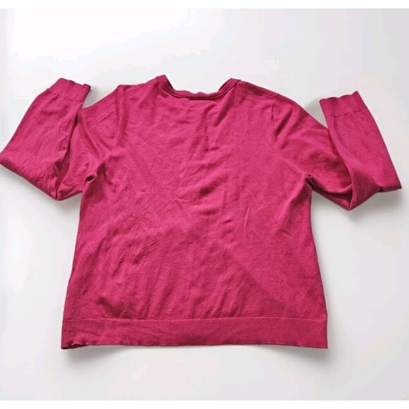 Calvin Klein Cardigan Women XL Pink LS Knit Unlined Stretch Branded Buttons Boho - Picture 2 of 15